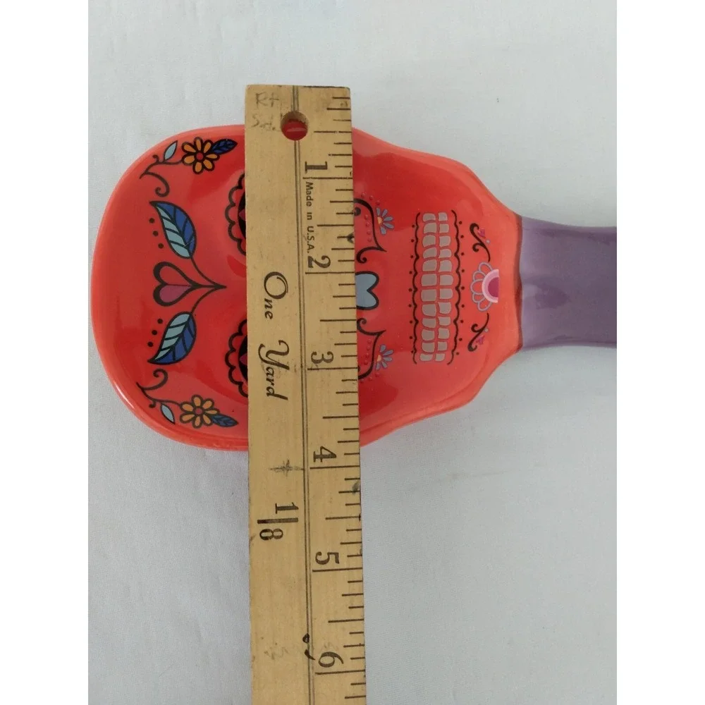 Sugar Skull Spoon Rest Halloween Decor Red & Purple Dia de Los Muertos Kitchen